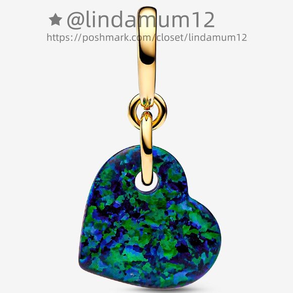Pandora Opalescent Green Heart Dangle Charm - Picture 2 of 6